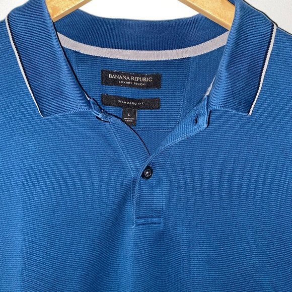 Banana Republic Luxury Touch Blue Polo shirt top - Picture 3 of 6